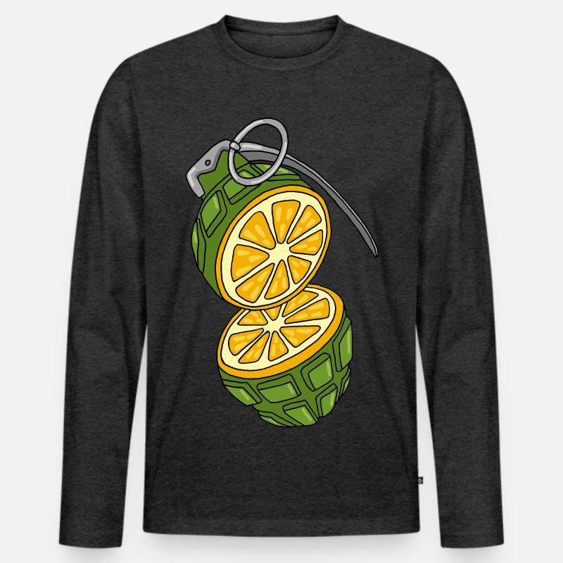 Tarnung einer Orange - Männer Premium Bio Langarmshirt - Anthrazit meliert