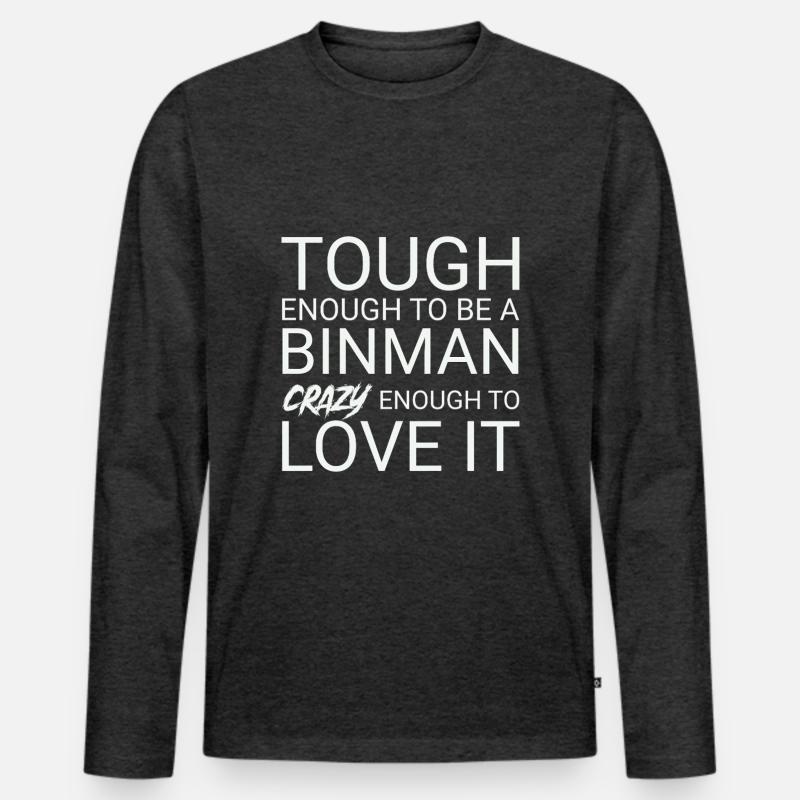 Binman Crazy - Männer Premium Bio Langarmshirt - Anthrazit meliert
