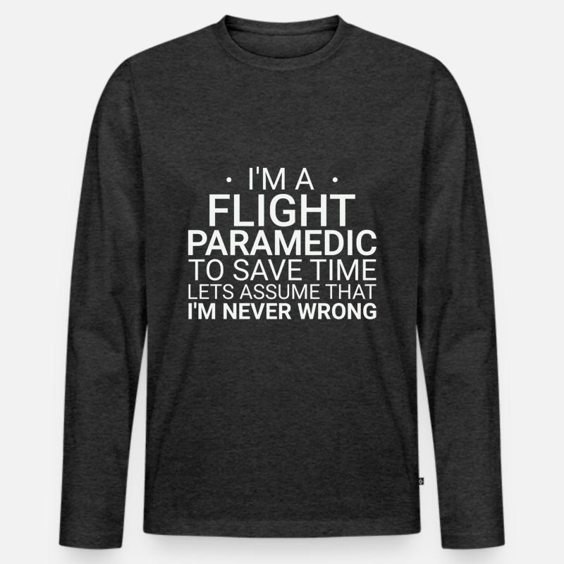 Flight Paramedic Never Wrong Luftrettung - Männer Premium Bio Langarmshirt - Anthrazit meliert
