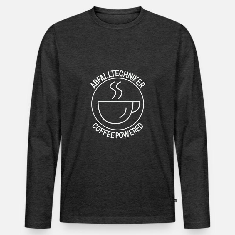 Abfalltechniker Coffee Powered - Männer Premium Bio Langarmshirt - Anthrazit meliert