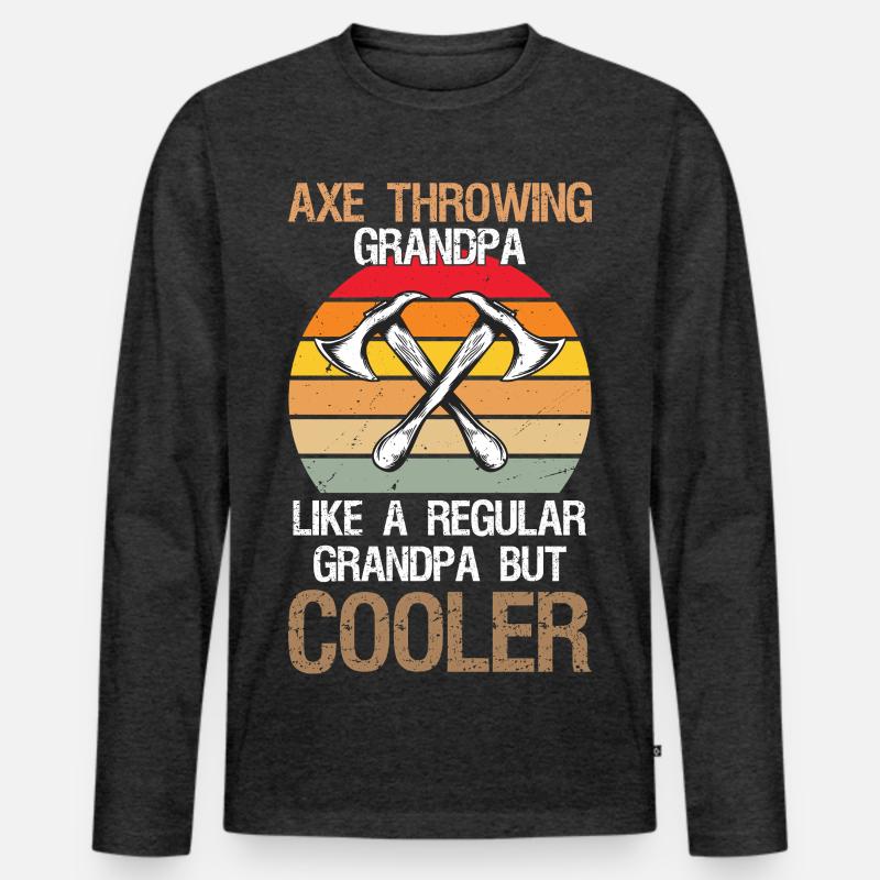 Axe Throwing Grandpa Axe Thrower - Männer Premium Bio Langarmshirt - Anthrazit meliert