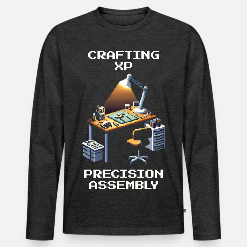 Crafting XP: Precision Construction | Model making - Men's Premium Organic Long Sleeve Shirt - heather anthracite