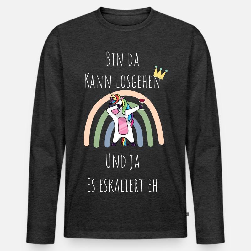 Unicorn Regenbogen Eskalation - Männer Premium Bio Langarmshirt - Anthrazit meliert