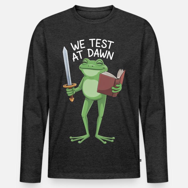 Dawn Frog Knight Reading - Männer Premium Bio Langarmshirt - Anthrazit meliert