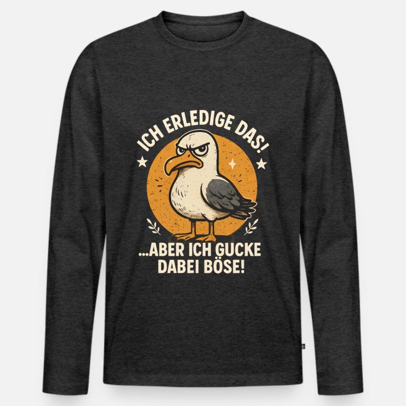 Ich mach das Möwe lustiger Büro Spruch - Männer Premium Bio Langarmshirt - Anthrazit meliert