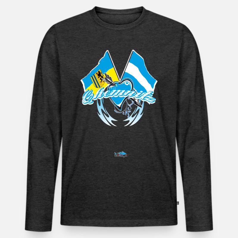 Chemnitz - Flagge zeigen - Männer Premium Bio Langarmshirt - Anthrazit meliert