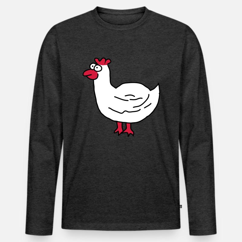 Huhn - Männer Premium Bio Langarmshirt - Anthrazit meliert