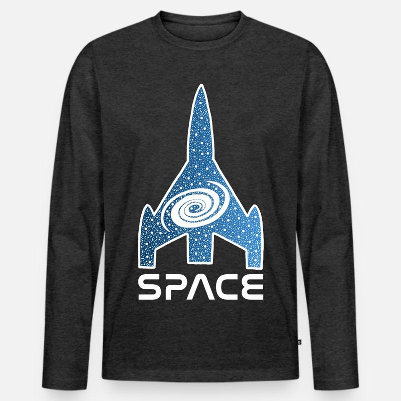 Sternengalaxie-Rakete - Männer Premium Bio Langarmshirt - Anthrazit meliert