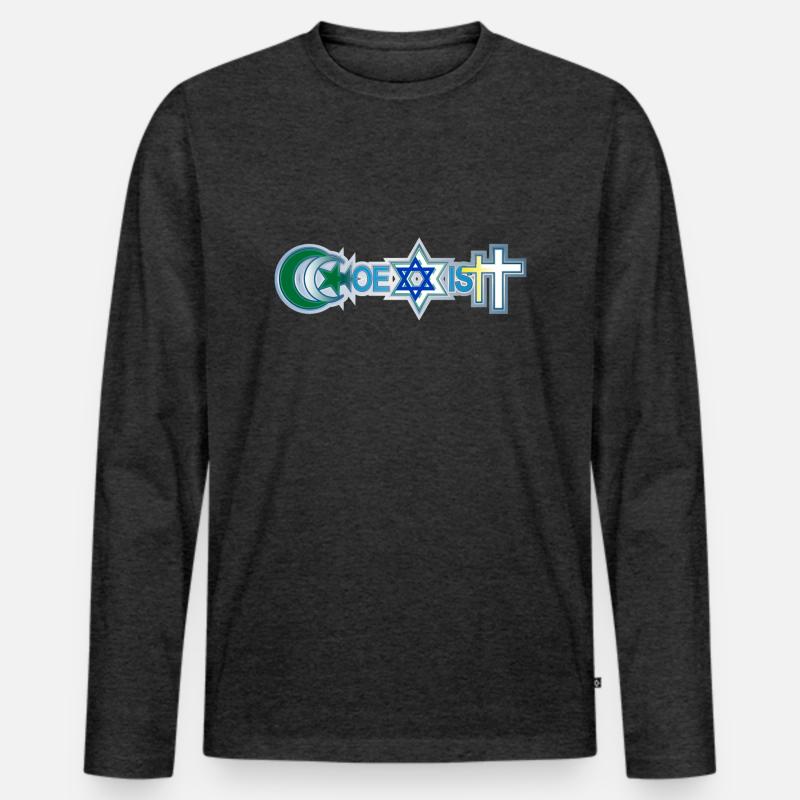 Coexist - Männer Premium Bio Langarmshirt - Anthrazit meliert
