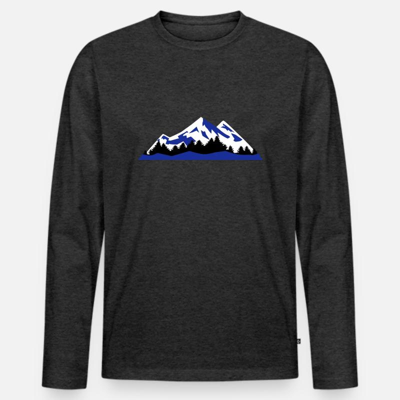 Berge, Winter, Alpen, Lanschaft - Männer Premium Bio Langarmshirt - Anthrazit meliert