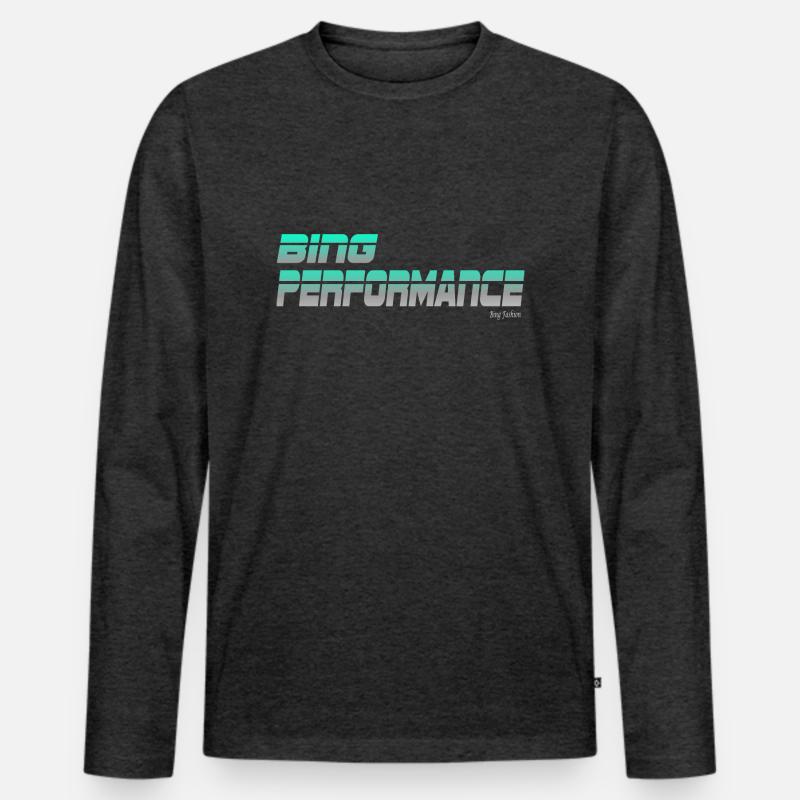 bing performance 1 - Männer Premium Bio Langarmshirt - Anthrazit meliert