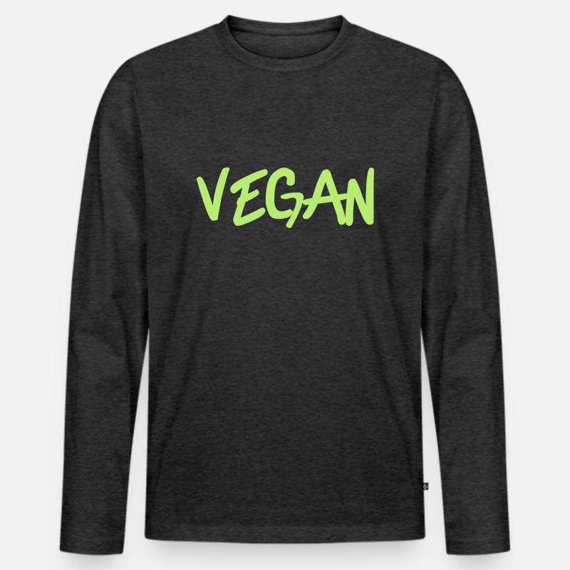 Vegan - Männer Premium Bio Langarmshirt - Anthrazit meliert