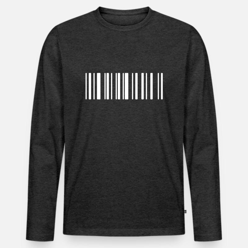 Barcode - Männer Premium Bio Langarmshirt - Anthrazit meliert
