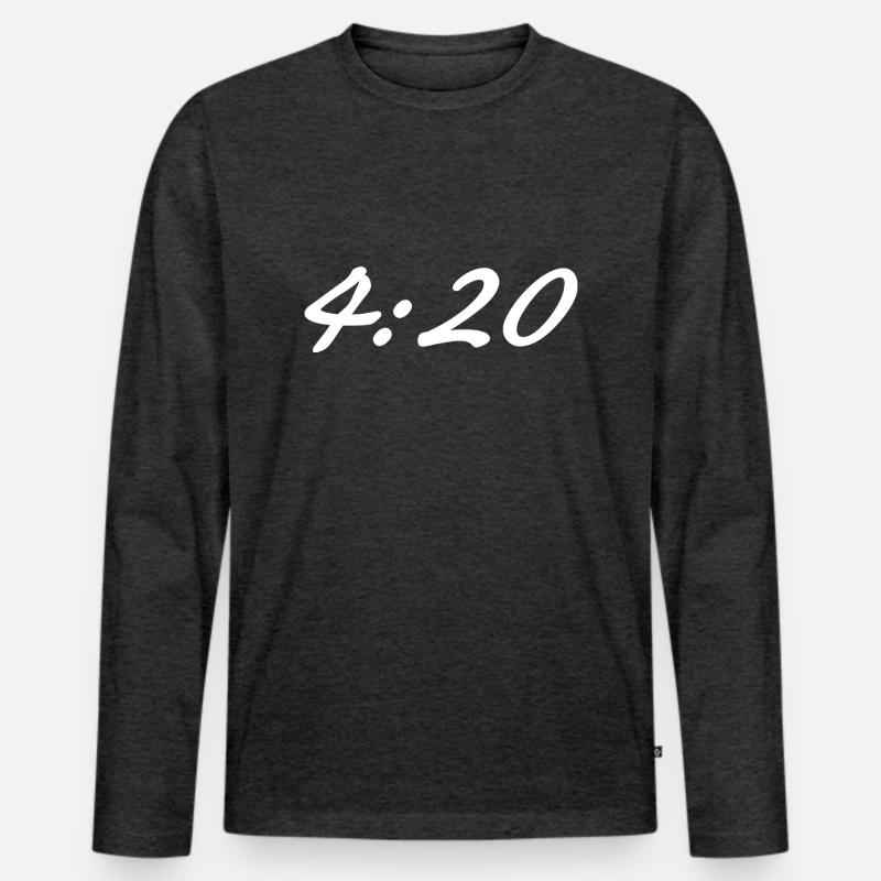 420 weis - Männer Premium Bio Langarmshirt - Anthrazit meliert