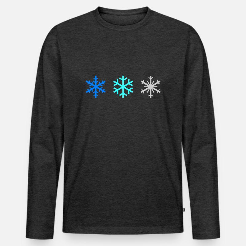 Snowflakes - Männer Premium Bio Langarmshirt - Anthrazit meliert
