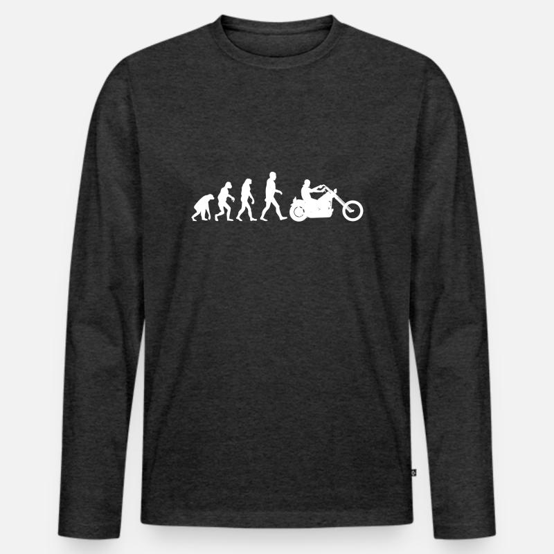 Biker Evolution Chopper - Männer Premium Bio Langarmshirt - Anthrazit meliert