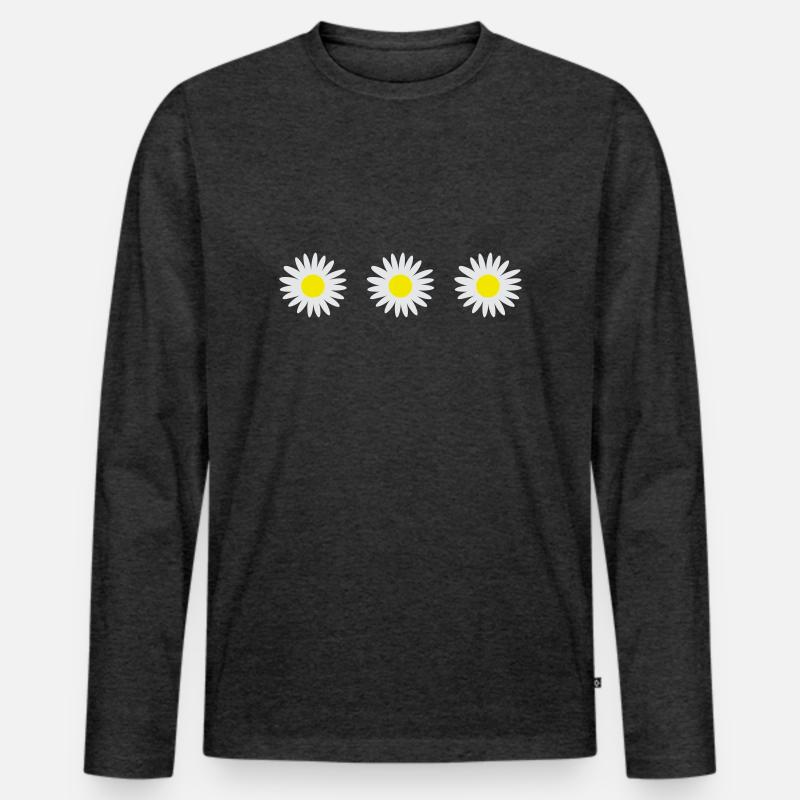 Gänseblümchen - Männer Premium Bio Langarmshirt - Anthrazit meliert
