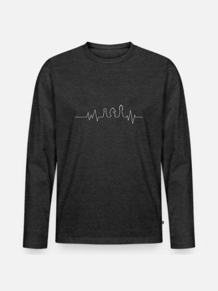 Schach Herzschlag 2 - Männer Premium Bio Langarmshirt - Anthrazit meliert