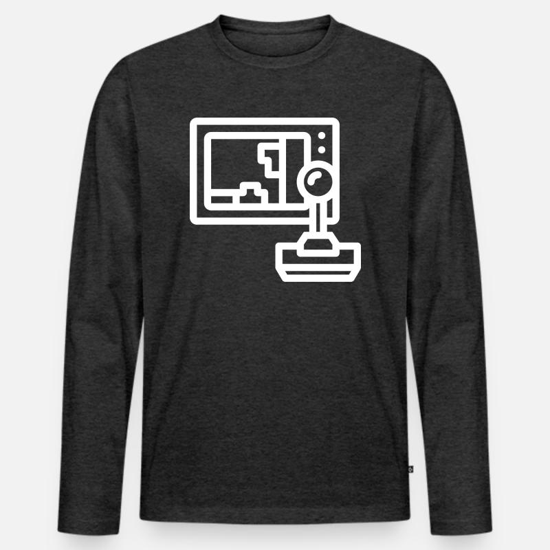 Arcade gaming - Männer Premium Bio Langarmshirt - Anthrazit meliert