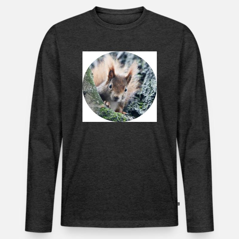 Eichhörnchen, isibat - Männer Premium Bio Langarmshirt - Anthrazit meliert