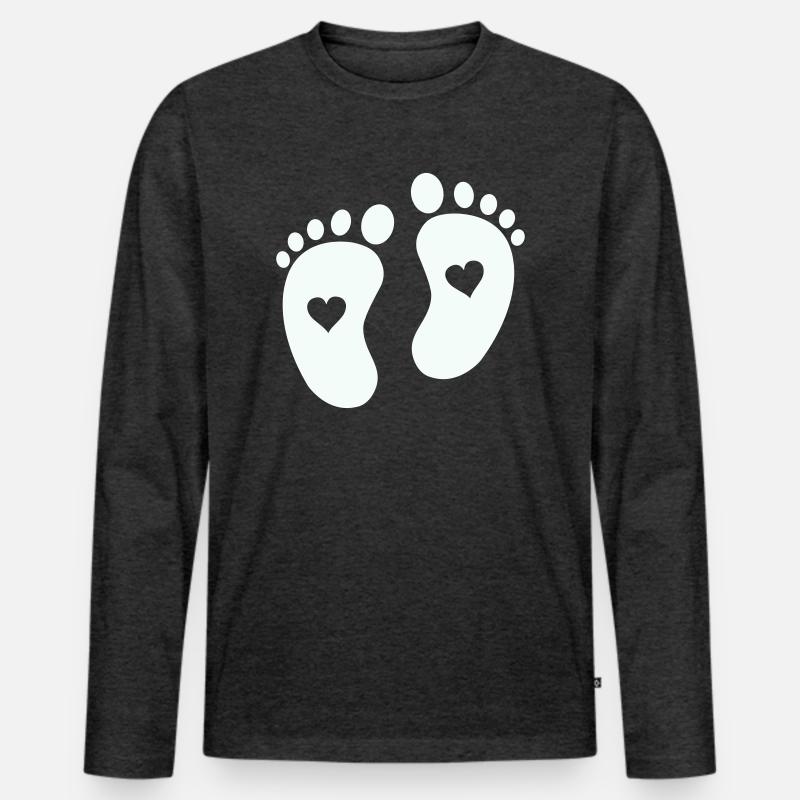 babyfüße - Männer Premium Bio Langarmshirt - Anthrazit meliert