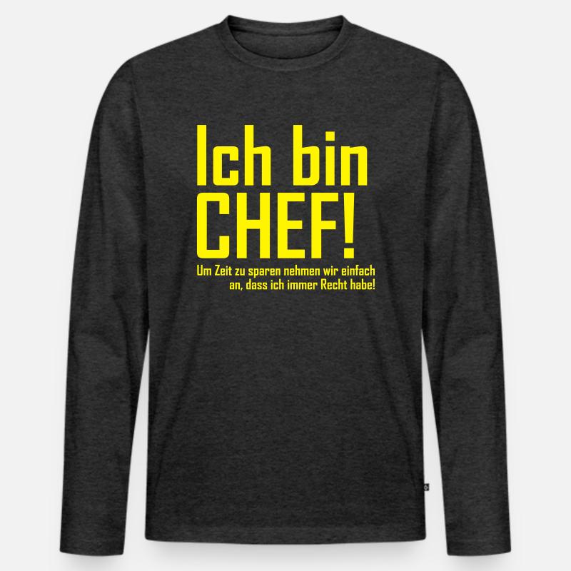 ich bin chef - Männer Premium Bio Langarmshirt - Anthrazit meliert