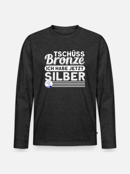 Schwimmer Schwimmprüfung Silber Geschenk - Männer Premium Bio Langarmshirt - Anthrazit meliert