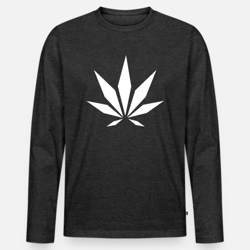 White Cannabis - Männer Premium Bio Langarmshirt - Anthrazit meliert