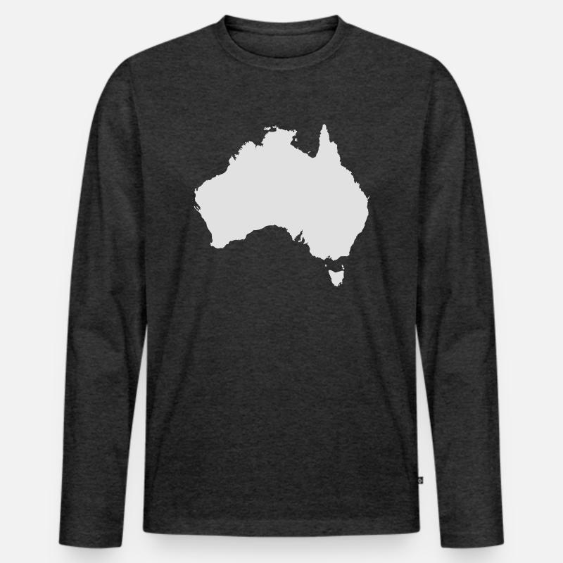 Australia Map - Männer Premium Bio Langarmshirt - Anthrazit meliert
