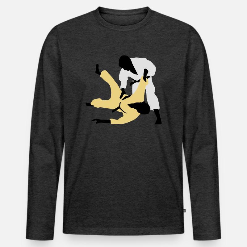 judo_a_3c - Männer Premium Bio Langarmshirt - Anthrazit meliert