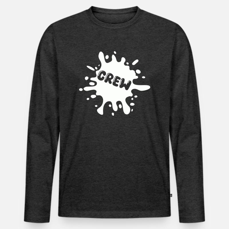 crew klecks splatter - Männer Premium Bio Langarmshirt - Anthrazit meliert