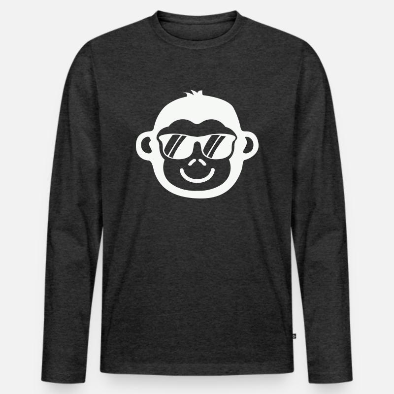 Cooler Affe - Männer Premium Bio Langarmshirt - Anthrazit meliert