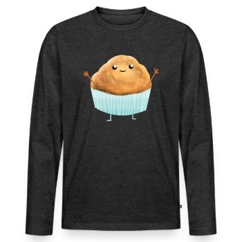 Muffin - Männer Premium Bio Langarmshirt - Anthrazit meliert - Vorne - Nico (187cm)