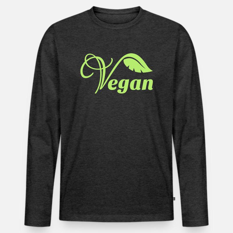 Vegan - Männer Premium Bio Langarmshirt - Anthrazit meliert