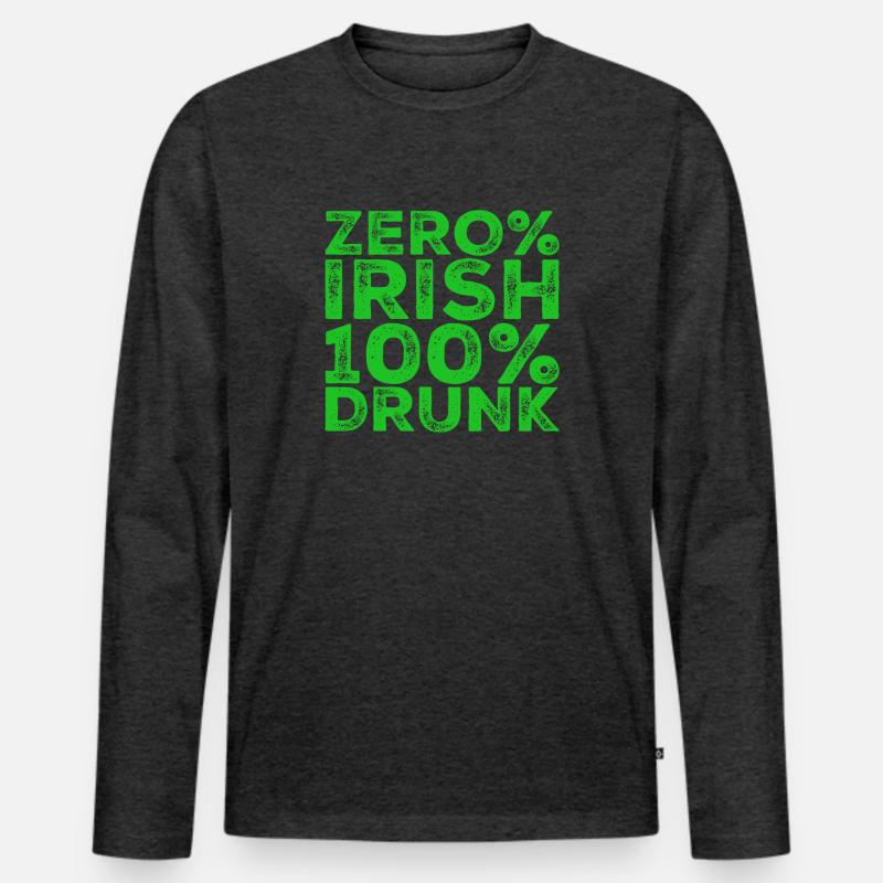 Zero% Irish, 100% drunk - Men's Premium Organic Long Sleeve Shirt - heather anthracite