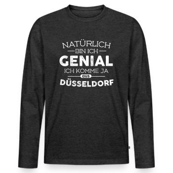 Städte Düsseldorf Genial - Männer Premium Bio Langarmshirt - Anthrazit meliert - Vorne - Nico (187cm)