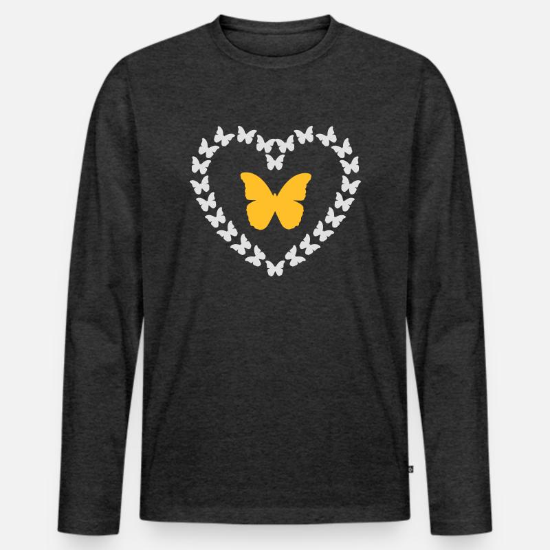 Schmetterlinge im Bauch - Männer Premium Bio Langarmshirt - Anthrazit meliert