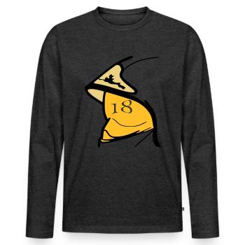 Casque F1 visière jaune 18 - T-shirt manches longues Premium bio Homme - anthracite chiné - Devant - Nico (187cm)