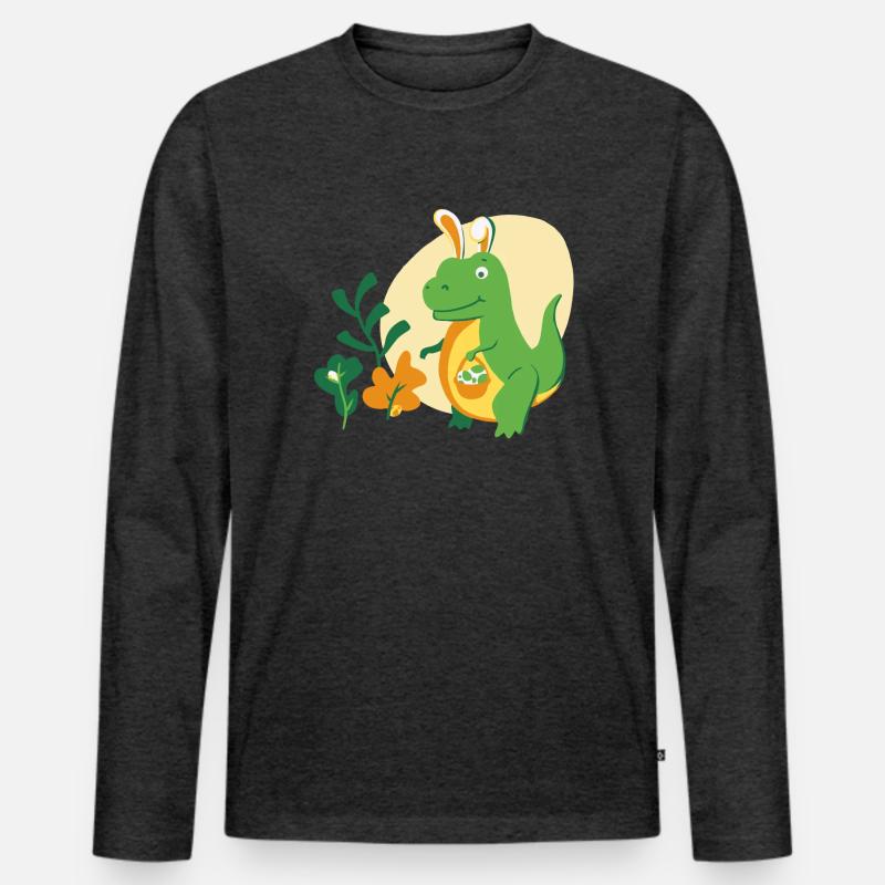 Osterhasen T-Rex - Männer Premium Bio Langarmshirt - Anthrazit meliert