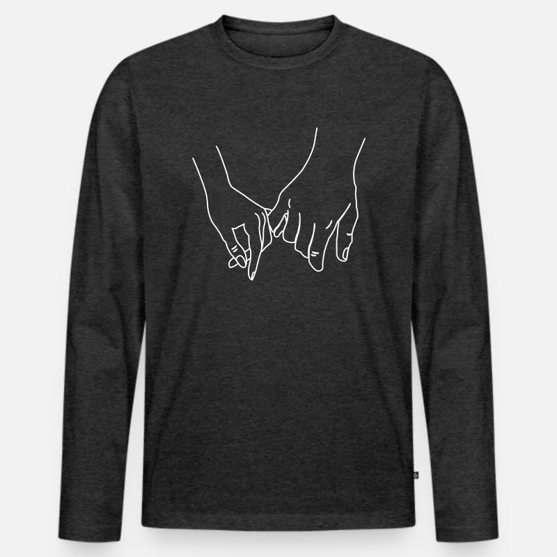 Hände Love - Männer Premium Bio Langarmshirt - Anthrazit meliert