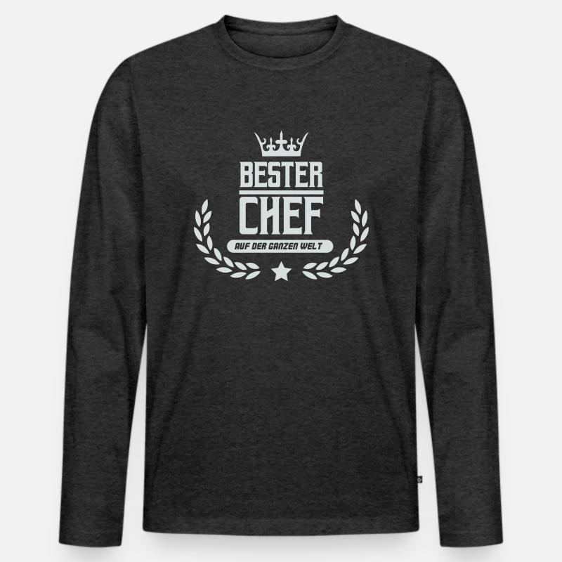 bester chef der welt - Männer Premium Bio Langarmshirt - Anthrazit meliert