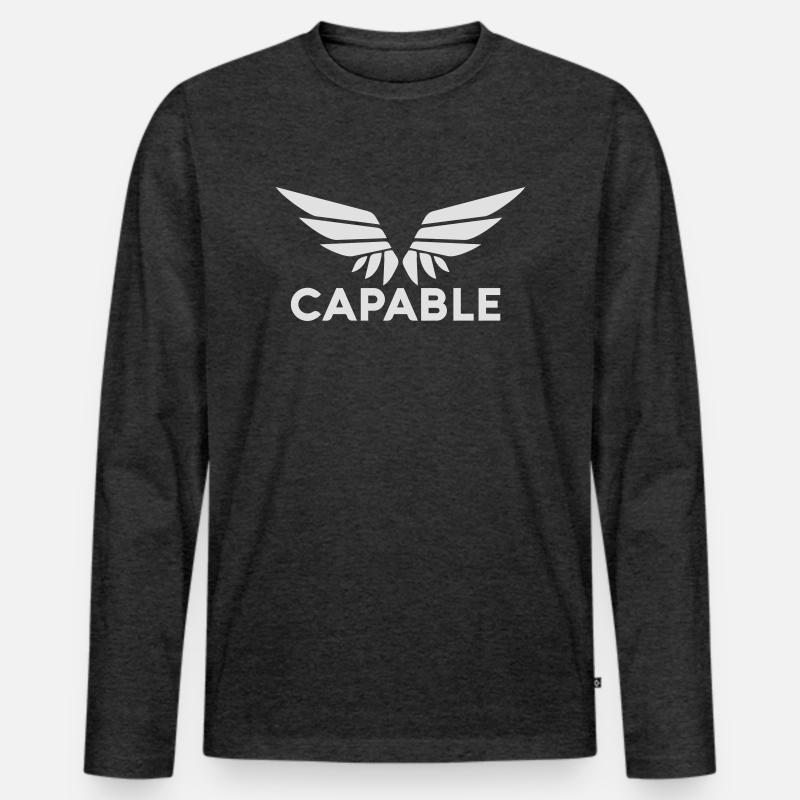 Capable Logo white no sub - Männer Premium Bio Langarmshirt - Anthrazit meliert