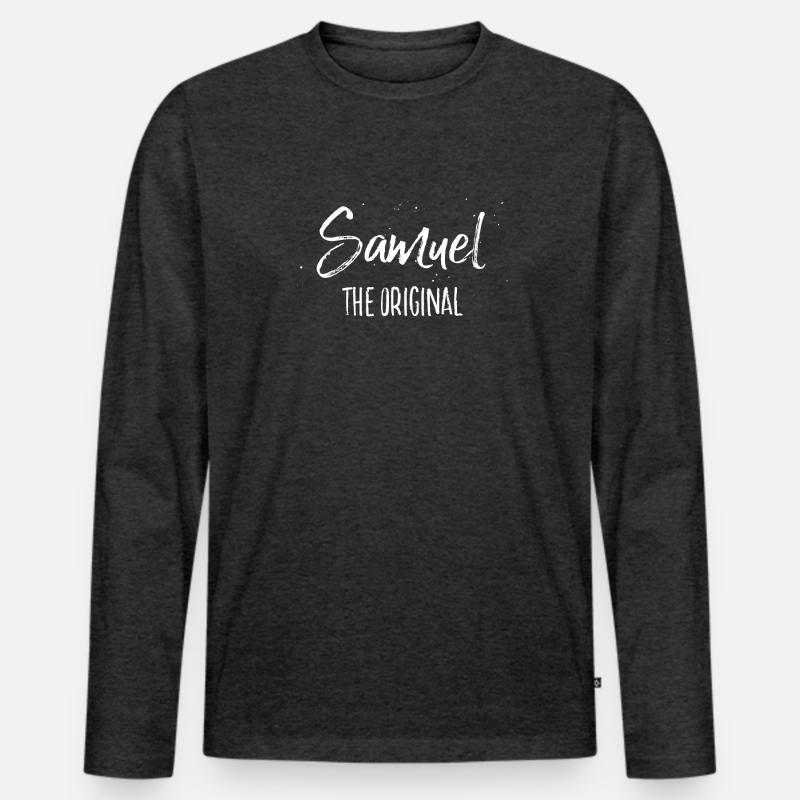 Samuel - Männer Premium Bio Langarmshirt - Anthrazit meliert