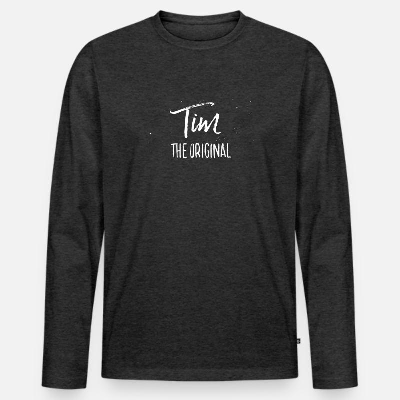 Tim - Männer Premium Bio Langarmshirt - Anthrazit meliert