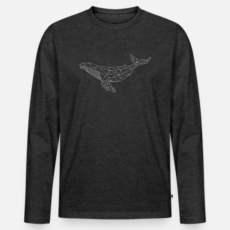 Wal "Geo White" - Männer Premium Bio Langarmshirt - Anthrazit meliert