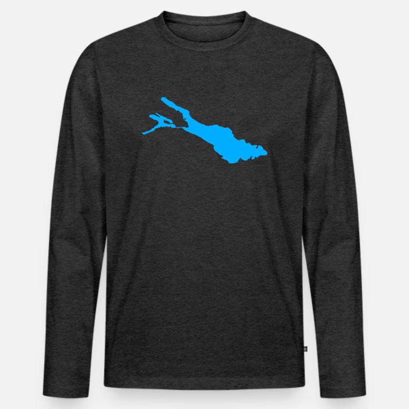 Bodensee - Männer Premium Bio Langarmshirt - Anthrazit meliert