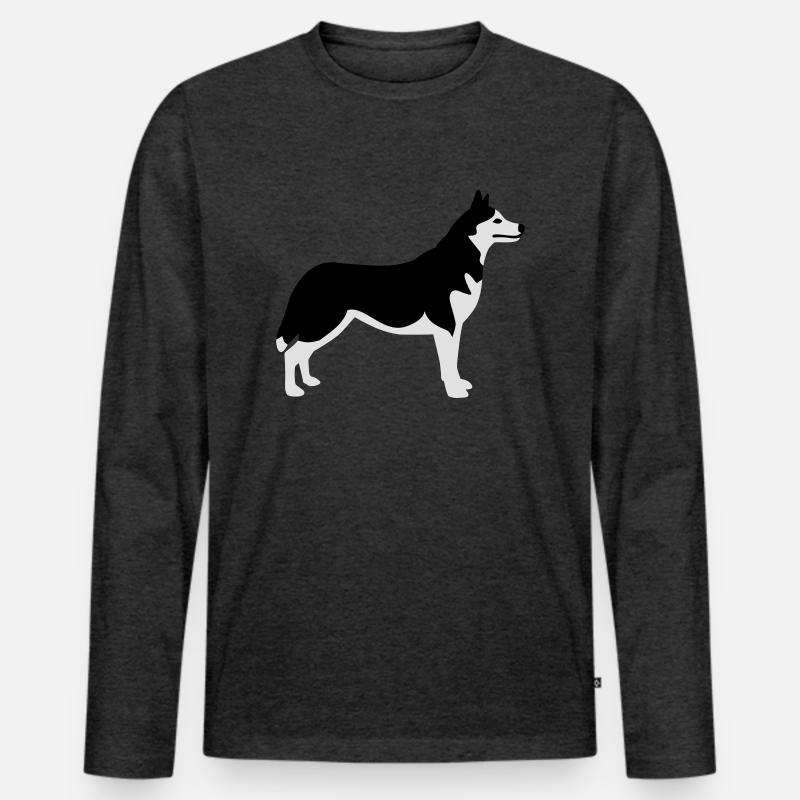 Husky - Männer Premium Bio Langarmshirt - Anthrazit meliert