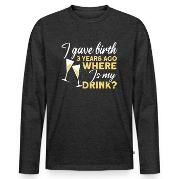 3. Geburtstag Bier Trinken Mutter Mama - Männer Premium Bio Langarmshirt - Anthrazit meliert - Vorne - Nico (187cm)