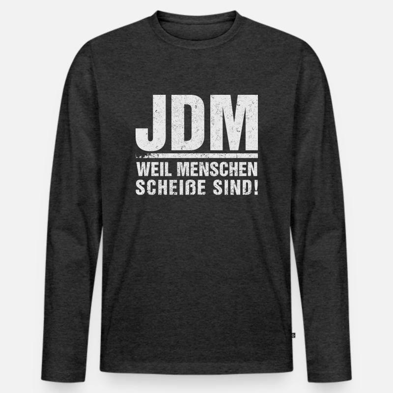 JDM Menschen scheiße - Männer Premium Bio Langarmshirt - Anthrazit meliert