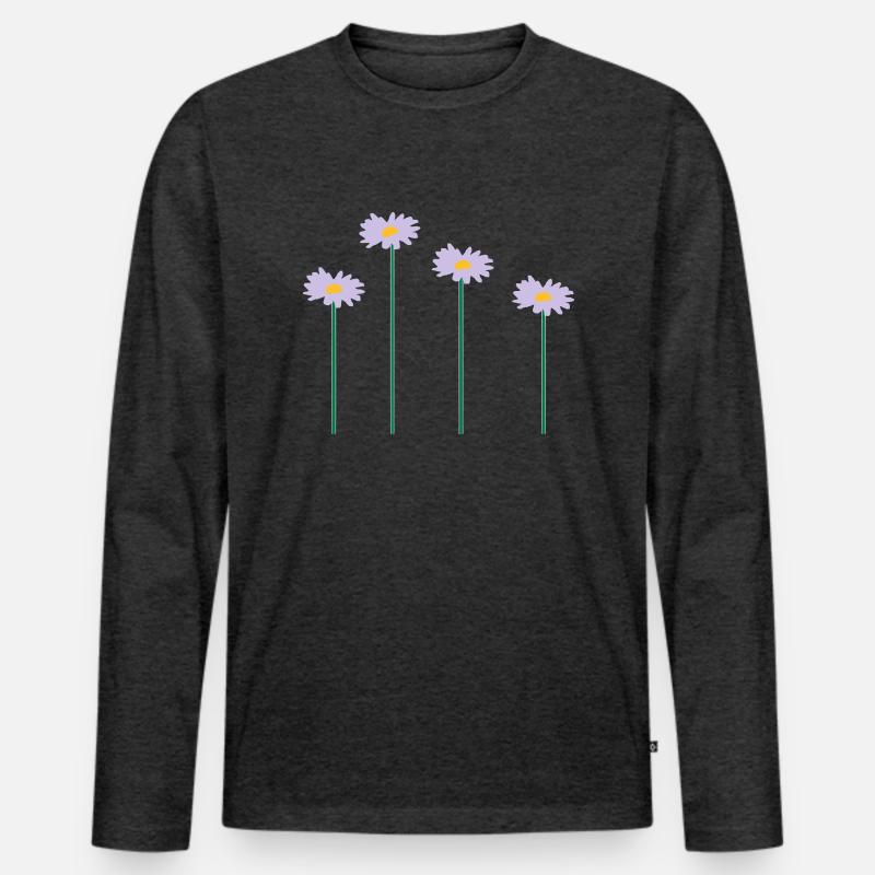 blumen - Männer Premium Bio Langarmshirt - Anthrazit meliert